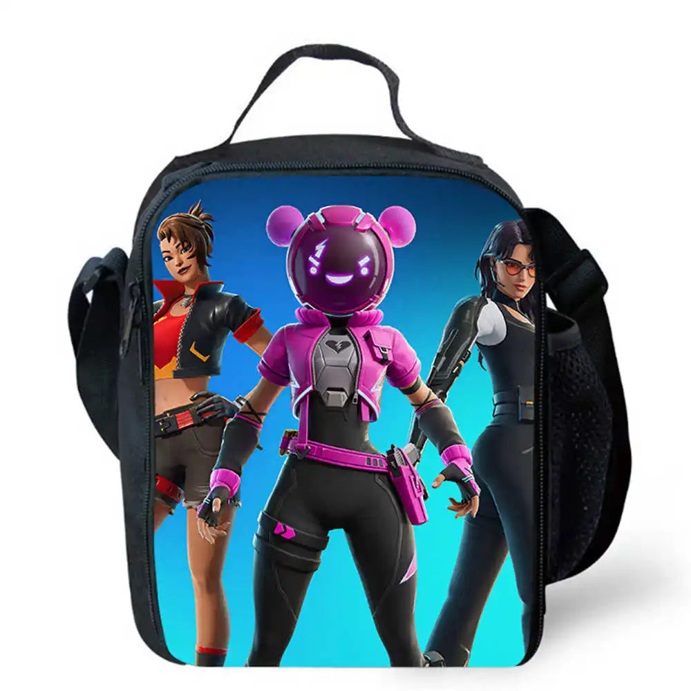 Lunch Bags for Children,Cartoon Fort-nite School Picnic Bags for Girls Boys,Kids Insulated Cooler Lunch Bags Portable Lightweigh