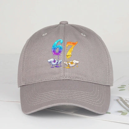 Colorful Dripping Number 67 Print Baseball Cap Adjustable Unisex Cartoon Streetwear Sun Hat
