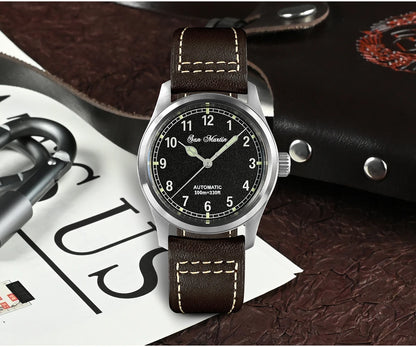 San Martin Simple Men's Watch 37mm Pilot Miyota 8215 Classic Military Explore Automatic Mechanical Watches Waterproof 100m