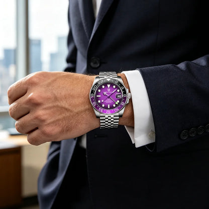 Relógio mecânico para homem Pagani Design GMT – Modelo de luxo com vidro de safira, caixa em aço inoxidável e luneta em cerâmica – Relógio automático para homem, estilo profissional