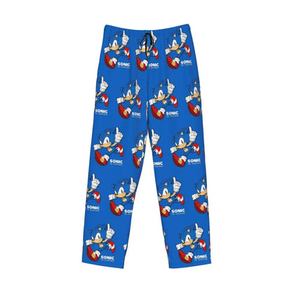 Pantalones de pijama personalizados para hombre con estampado «Soniced», con motivo de erizo, ropa de dormir, pantalones de estar por casa con bolsillos