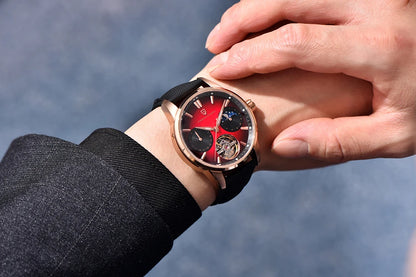 PAGANI DESIGN – Ceas mecanic de lux pentru bărbați, 41 mm, sticlă de safir, curea din piele, rezistent la apă, stil pilot, cu turbilion și fază lunară