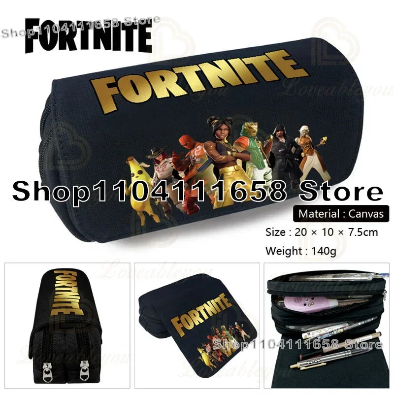 Fortnited Trousse Large Capacity Waterproof Velcro Pencil Case Student Black Estuche Stationery School Pennenzak Supplies