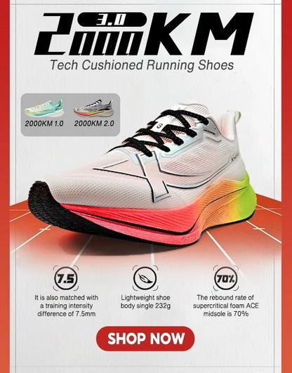 Xtep 2000KM 2.0 Running Shoes for Men, Summer Professional TPU Shock Absorption Sneakers (Suggest Half Size Down) 876219110043