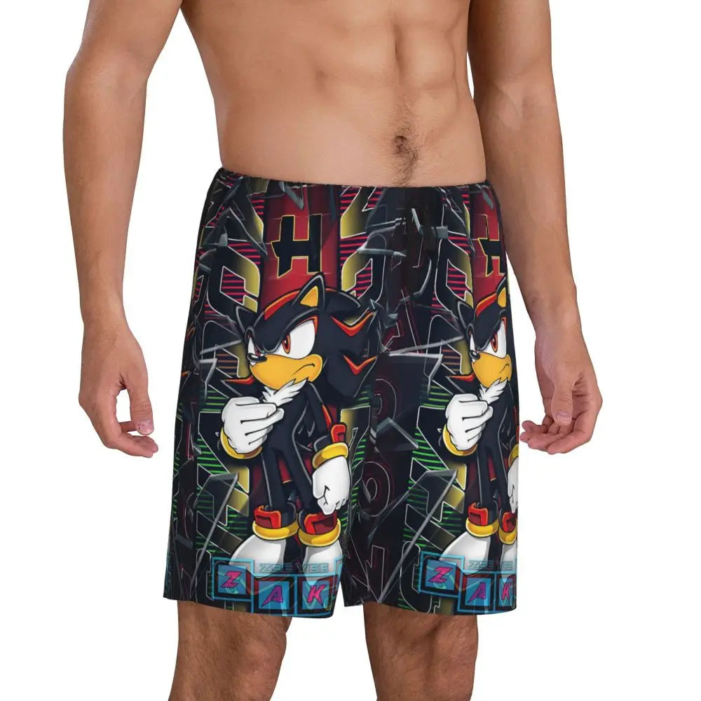 Pantalones cortos de pijama personalizados de Sonic the Hedgehog para hombre, para dormir y estar por casa