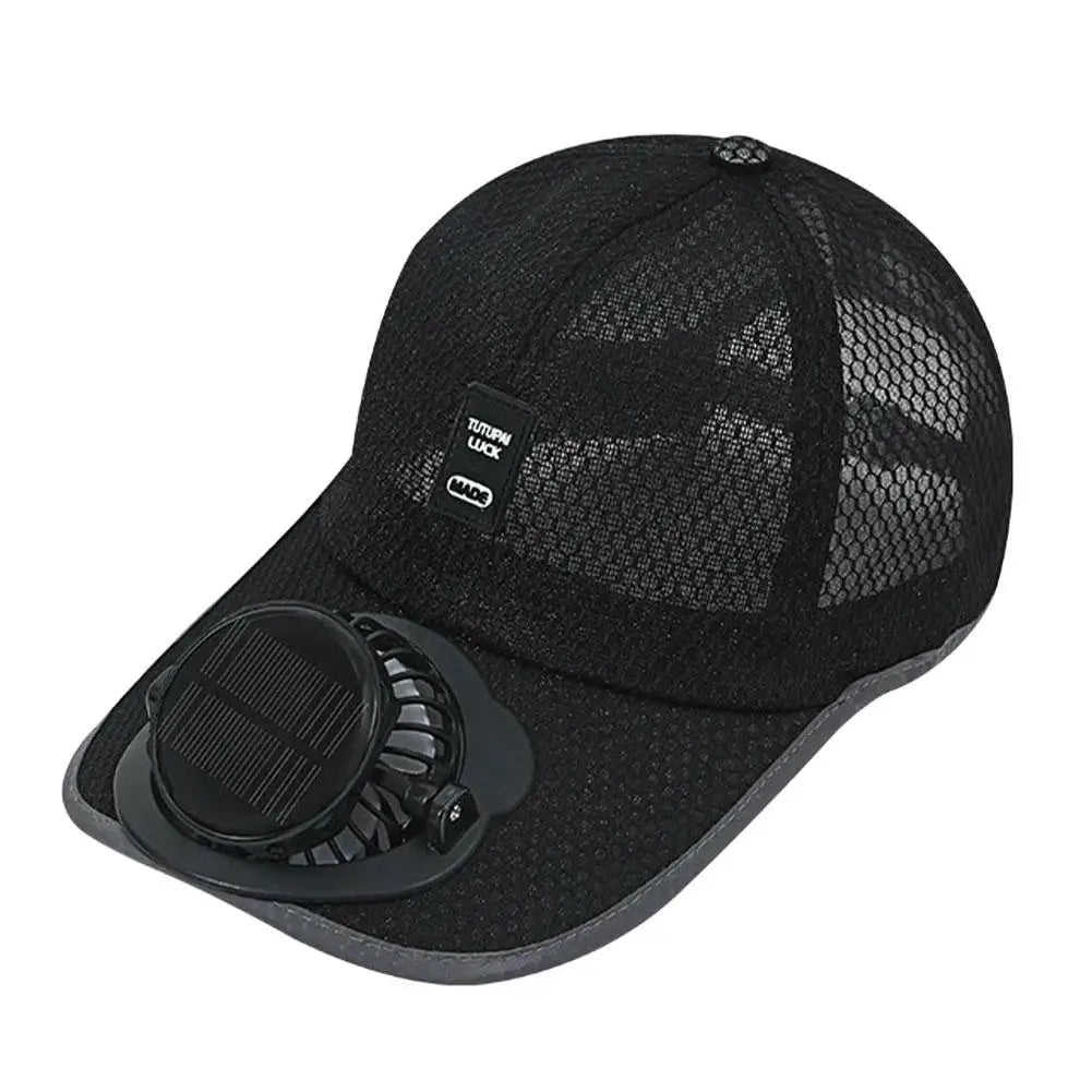 Ademende zonnehoed — Zonneventilator, opladen via USB