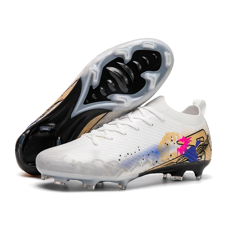 New Men Soccer Shoes FG Non-Slip Long Spikes Football Boots Soccer Cleats Training Shoes Match Ultralight Outdoor Drop Shipping