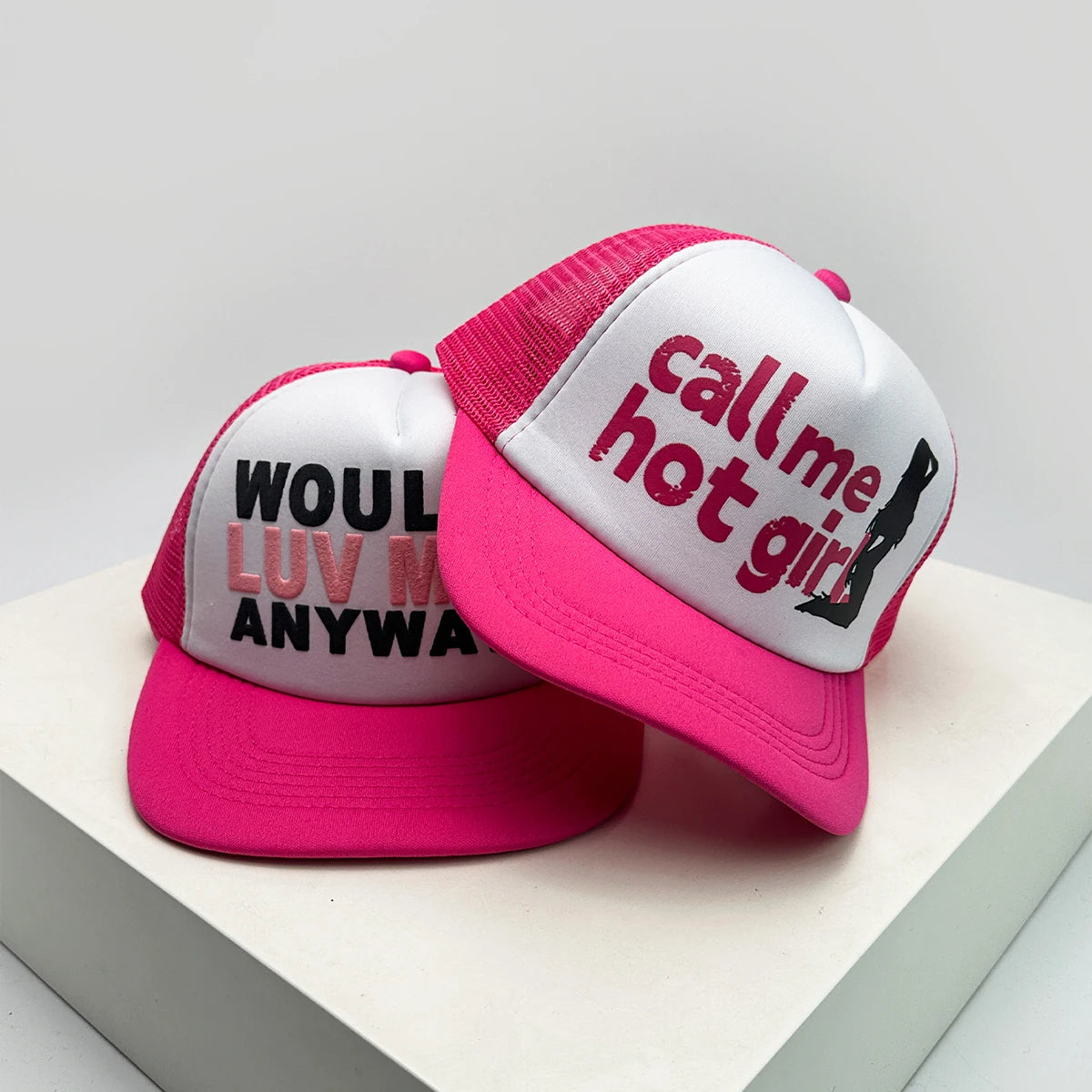 Gorras de béisbol unisex con bloques de color, letras estampadas y bordadas, estilo hip hop, de malla transpirable, con visera para el sol, gorras de camionero urbanas y versátiles