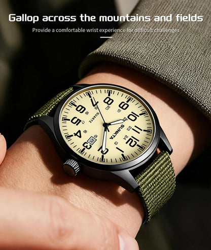 SUNKTA Top luxe herenhorloges, modieuze casual quartz-polshorloges, lichtgevend, 30 m waterdicht, nylon, LIGE-horloges, cadeaus voor mannen, Reloj