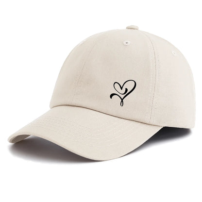 1pc HEART Print Baseball Cap for Adults,Minimalist Retro Style Casual Soft Adjustable Dad Hat,Perfect As Gift