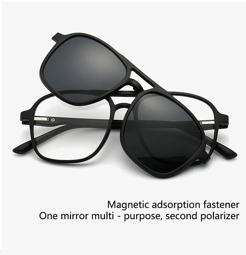 Ochelari de soare polarizați cu atracție magnetică oglindă, ochelari de ciclism 2 în 1 cu clemă, ochelari strălucitori pentru bărbați, ochelari cu ramă dublă pentru femei