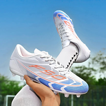 Chaussures de football pour jeunes, crampons pour terrain dur, fermeture à lacets, chaussures de football pour enfants, garçons et filles, chaussures d'entraînement pour activités de plein air.