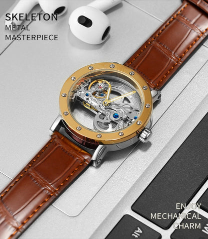 2026 Top Brand Luxury Steel Skeleton Tourbillon Automatic Watch Men's Leather Mechanical Waterproof Luminous Elegant Wrist Clock
