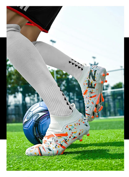 LiXingMing Football Boots Men White Professional High-Tops Soccer Society Cleats Football Shoes Non-Slip Match Training Sneakers