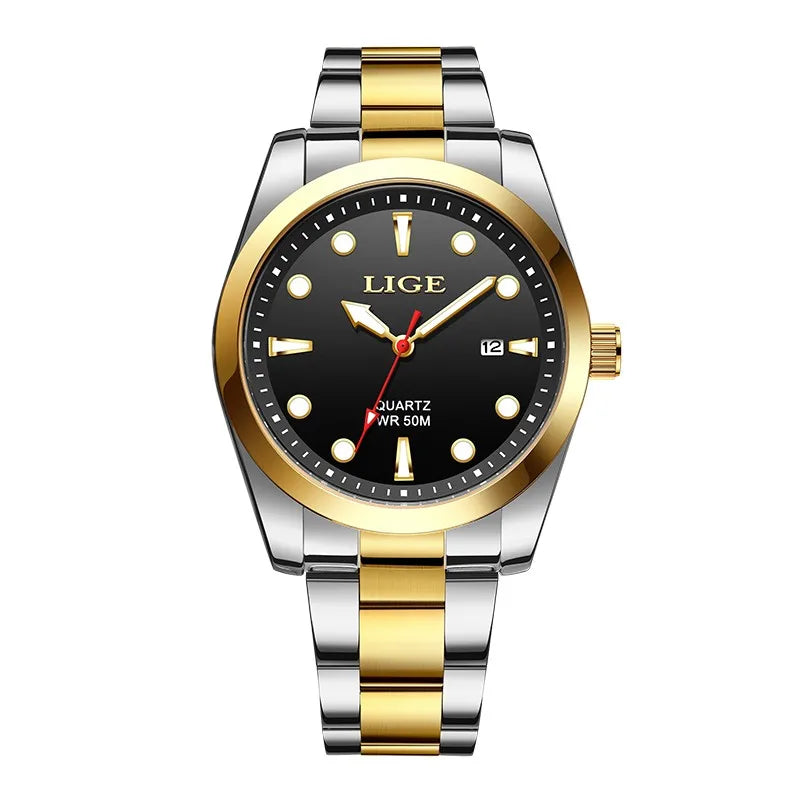 LIGE Luxe herenhorloges Casual zakelijk horloge Herenmode Waterdicht Militair herenhorloge met kwarts Montre Homme