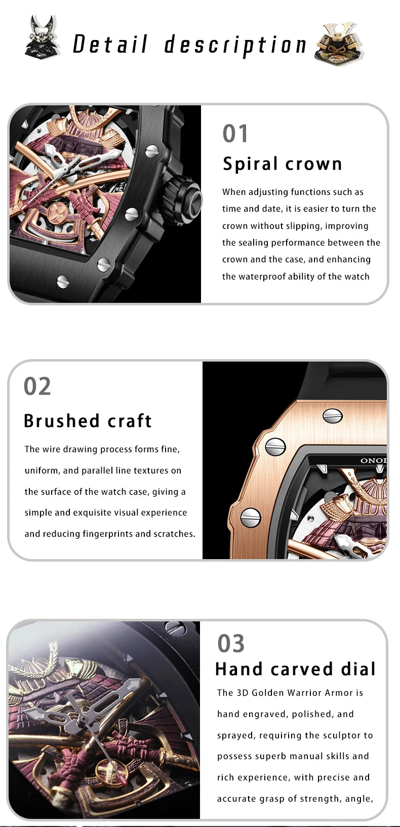 ONOLA Men Automatic Watch Luxury Brand Fashion Luminous Waterproof Mechanical Watches Men Military Sports Watches Gifts for Men