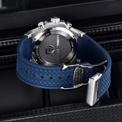 PAGANI DESIGN PD-YS032 Men's Quartz Watch 44mm Japan VK64 Movement Stainless Steel Case Rubber Strap Sapphire Glass 100M Waterproof