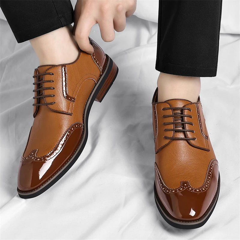 PU Leather Men's Oxford Shoes Heightened Formal Casual Shoes Business Male Suit Shoes New Design Derby Footwear Walking Sneakers