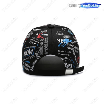 Graffiti-Baseballkappe für Damen und Herren – Verstellbare Kappe aus Baumwolle im Streetstyle mit Snapback