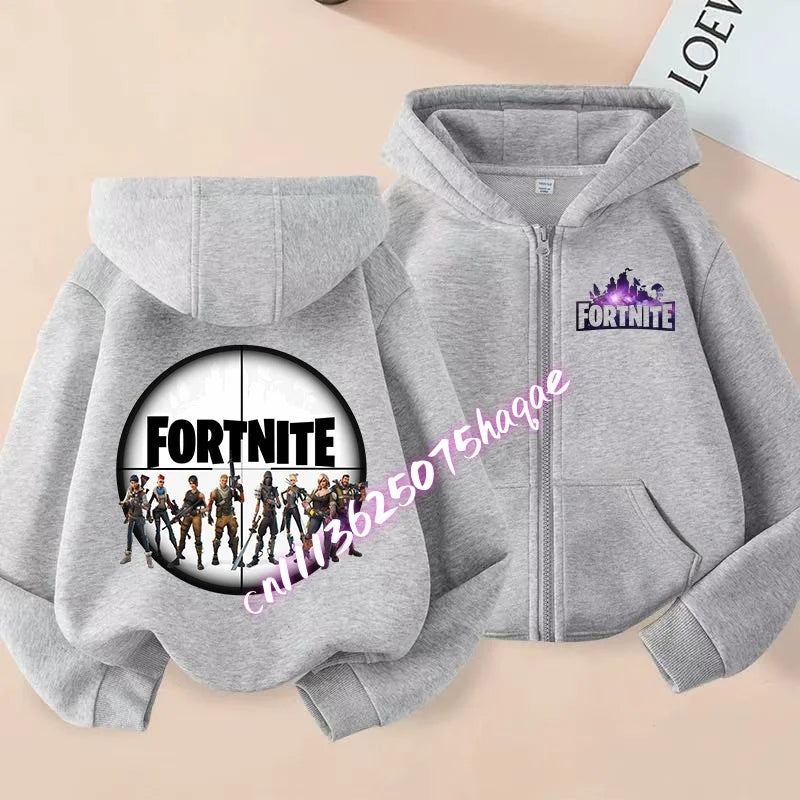 Nová detská mikina Fortnite so zipsom, kreslený anime štýl, ležérna a priedušná mikina s kapucňou pre chlapcov, kabát/bunda, jar 2026, detské oblečenie