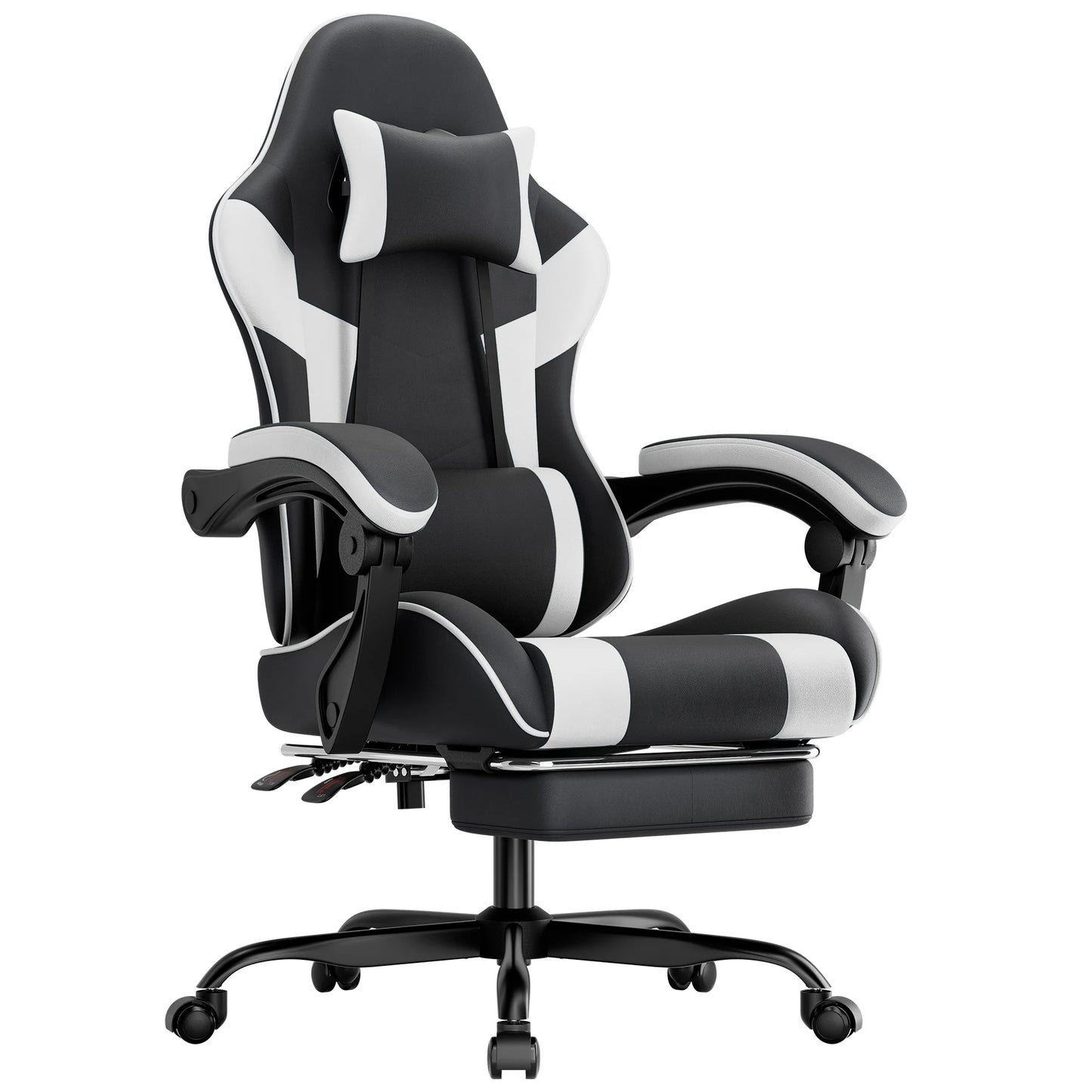 Black-Grey Ergonomic Gaming Chair, Lumbar Support, Breathable PU Leather, Adjustable Height & Backrest, 200kg for Office & PC