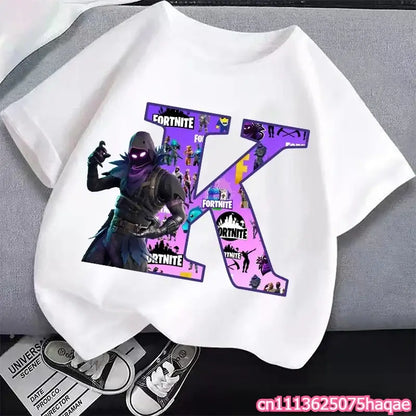 New Fortnites Kids T-shirts Cartoon Letter Graphic T-shirts Boys Girls Summer Casual Sports Short Sleeves Tops Children Clothing