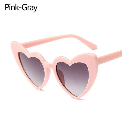 Ochelari de soare în formă de inimă, cu ramă metalică fără ramă, lentile degradate, ochelari de soare „Love Heart” pentru femei, protecție UV400