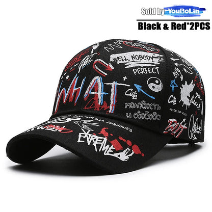 Graffiti-Baseballkappe für Damen und Herren – Verstellbare Kappe aus Baumwolle im Streetstyle mit Snapback