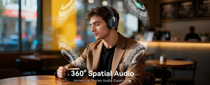 Active Noise Cancelling Headphones Bluetooth 6.0 Wireless Over-Ear Headphones Foldable with LED Power Display & 6-Mic ENC Calls