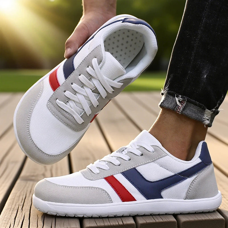 Men's tennis shoes with wide toe box, barefoot minimalist breathable comfortable outdoor walking shoes, sports casual blue shoes 2025