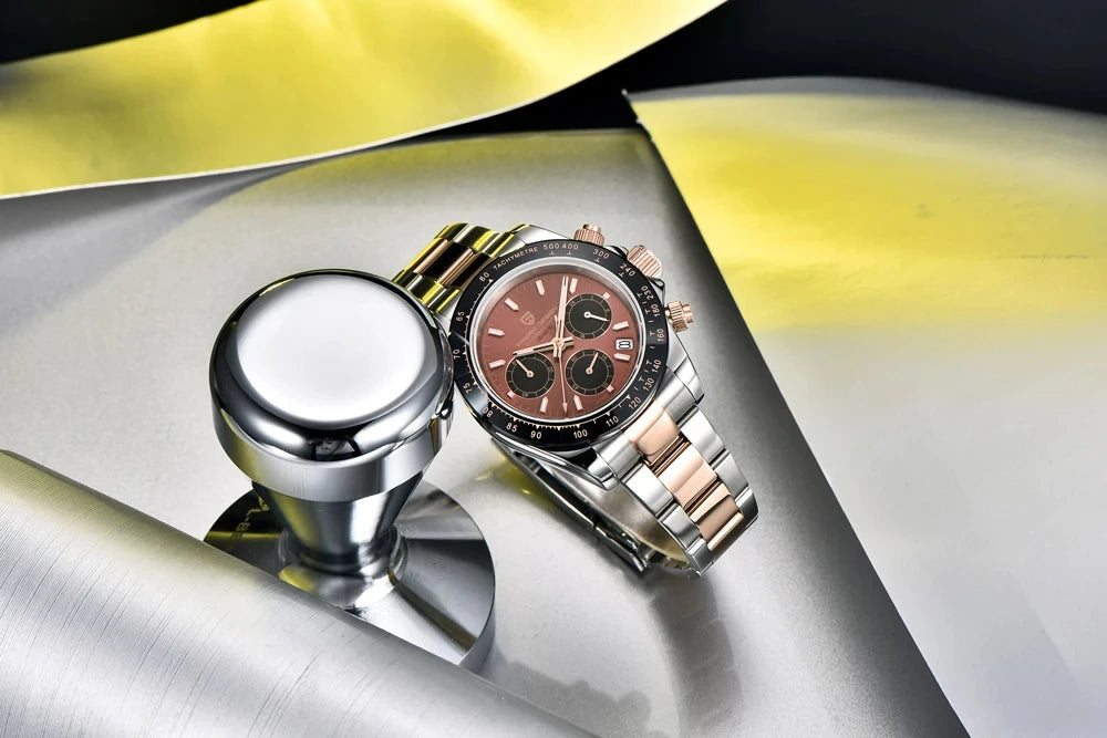 Chronografklocka för män från PAGANI DESIGN – Lyxig armbandsur med kvartsverk, självlysande och vattentät.