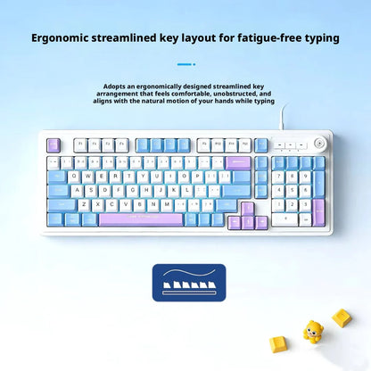Wired Gaming Keyboard Mechanical Feel with Rotary Knob Three Color Mixed Backlit for PC Desktop Laptop Computer Accessories