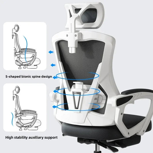 Chaise de jeu ergonomique pour ordinateur, avec dossier inclinable et hauteur réglable, idéale pour les étudiants, les dortoirs et les bureaux à domicile.