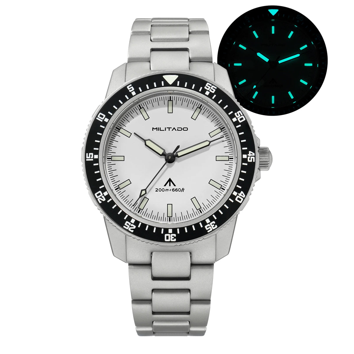 MILITADO  ML25 Quartz Dive Watch VH31 Sweep Second Sapphire Crystal 200M Waterproof BGW9 Lume Ceramic Bezel Men Watch