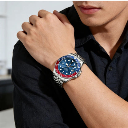 QINGXIYA Luxe herenhorloges met kwartsmechanisme, roestvrij staal, waterdicht, verlicht, datumweergave, herenpolshorloge, reloj hombre