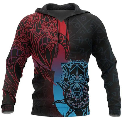 2024 Mens Hoodies Eagle Tattoo Pattern Vikings 3D Printed Fashion Casual Harajuku Hip Hop Autumn And Winter Oversized Sudaderas, Produit gaming premium Fraquane, équipement gamer
