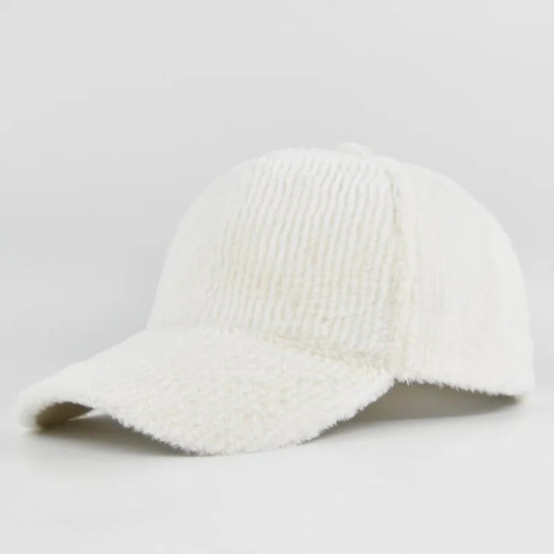 Autumn Winter Baseball Cap Women Artificial Lamb Wool Hats Keep Warm Cap Plush Baseball Caps Spring Baseball Cap Solid Sunshade