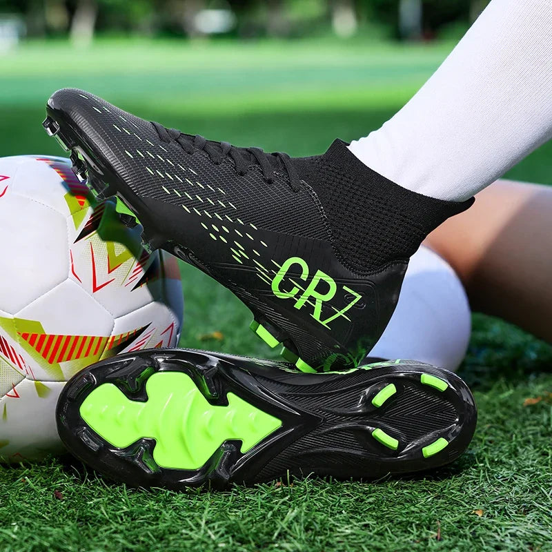 Chaussures de football professionnelles pour hommes/femmes, antidérapantes, à crampons FG, respirantes, chaussures d'entraînement à tige haute