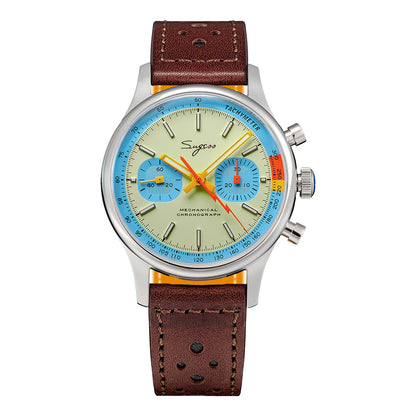 Sugess Pilot Watch ST19 Origin Movement Swanneck Wristwatch Mechanical Chronograph Sapphire Crystal Military Limited Racing 1963