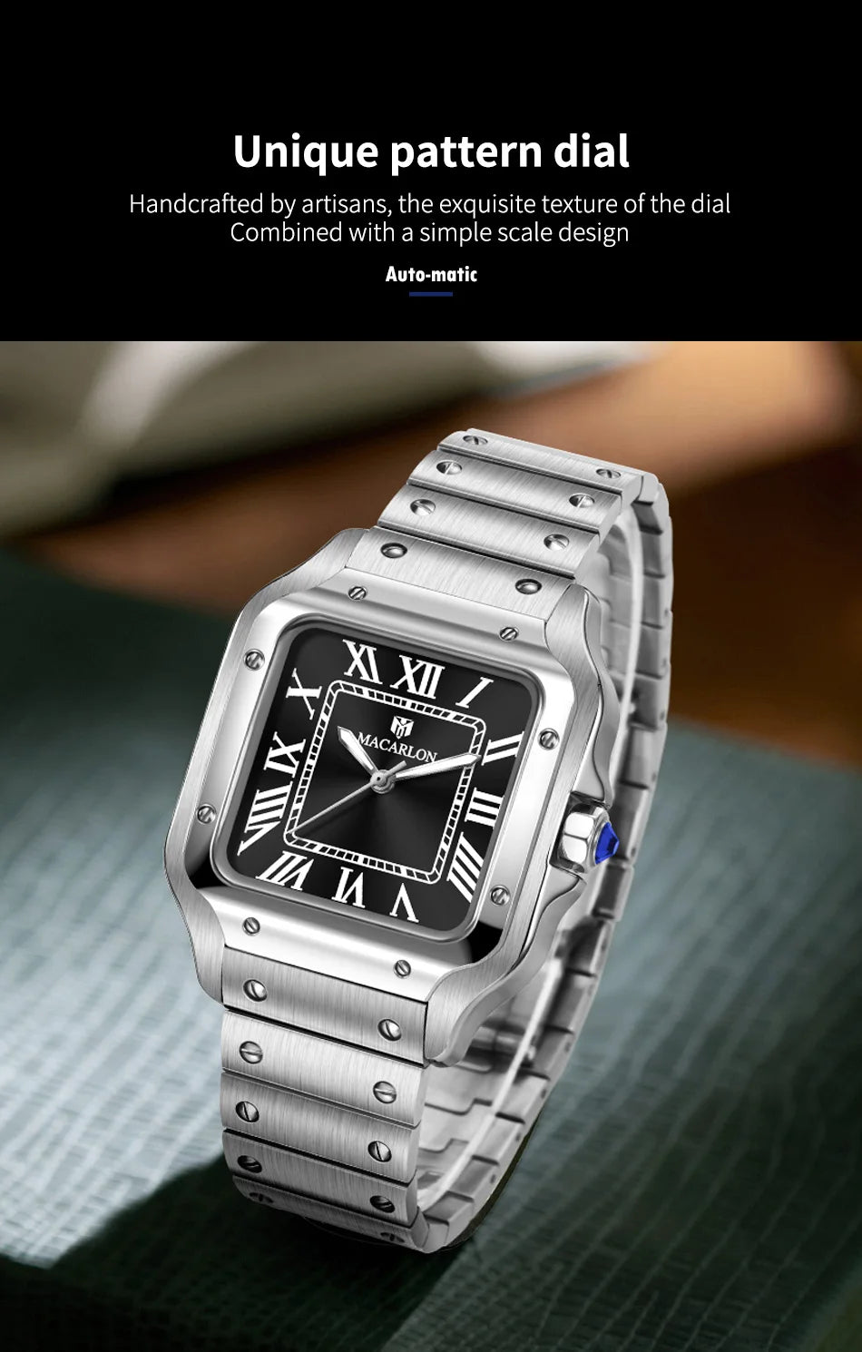 2026 New MACARLON Design 38mm Mechanical Watch Men's Sapphire Glass Luminous Stainless Steel Waterproof China NH35 Automatic Watch