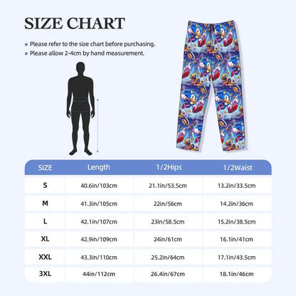 Pantalones de pijama personalizados para hombre con estampado «Soniced», con motivo de erizo, ropa de dormir, pantalones de estar por casa con bolsillos
