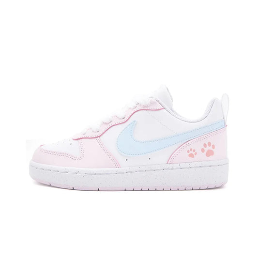 Skräddarsydda sneakers Nike Court Borough Sweet Cat Paw – fräsch, flickaktig stil, söta och lekfulla låga skate-sneakers för damer