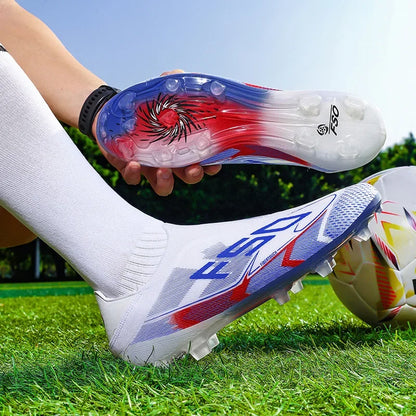 Nouvelles chaussures de football pour hommes, crampons de haute qualité, bottes de football pour terrain en herbe, idéales pour les matchs en extérieur, baskets légères mi-hautes, très vendues, antidérapantes, pour l'e