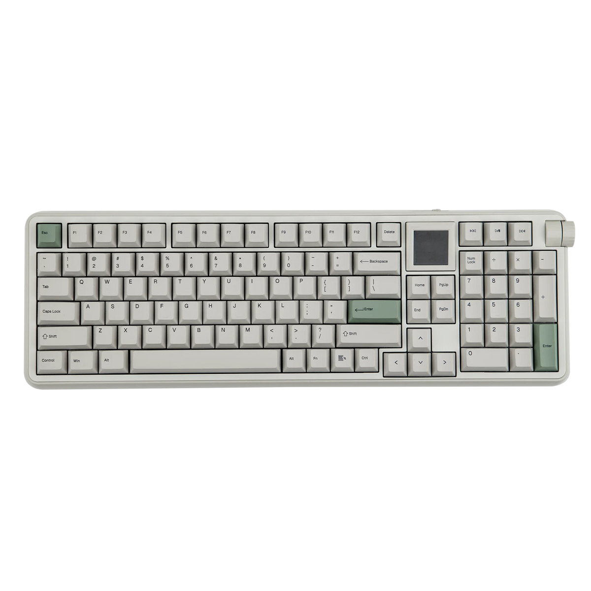 EPOMAKER RT100 PRO 100 % ANSI US -asettelu, tiiviste, langallinen/Bluetooth/2,4 GHz langaton mekaaninen näppäimistö, 1,54 tuuman näyttö ja äänenvoimakkuuden säätönuppi