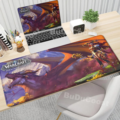 Anime World of Warcraft Podkładka na biurko Podkładka pod mysz do gier Akcesoria komputerowe XXL Podkładka z zapięciem na krawędzi Klawiatura Dywanik pod mysz dla graczy Podkładki biurowe