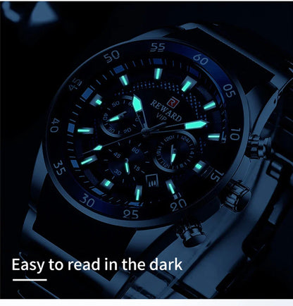 REWARD Relogios Masculino 81011M Sports Silicone Quartz Men's Watch Waterproof Calendar Chronograph Luminous Watches Men Часы