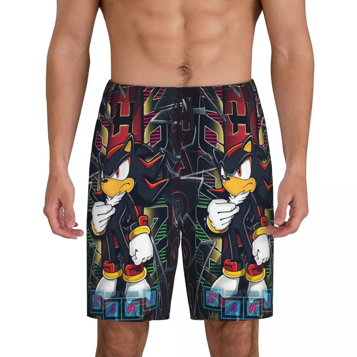 Pantalones cortos de pijama personalizados de Sonic the Hedgehog para hombre, para dormir y estar por casa