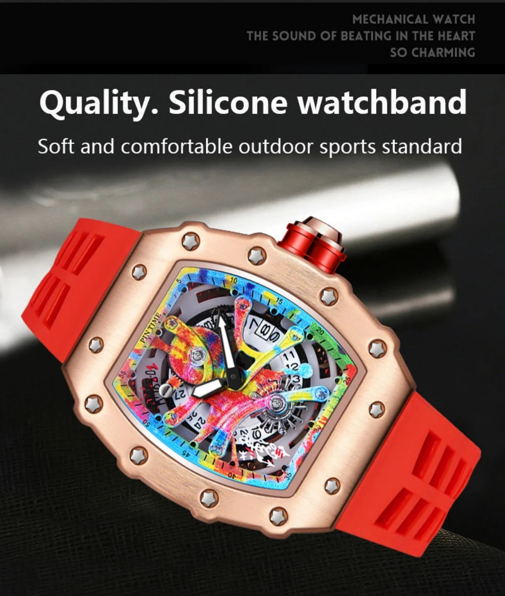 Coole herenhorloges Luxe modieuze siliconen tonvormige horloges Skelet waterdichte kwarts polshorloges Klok Relogio Masculino