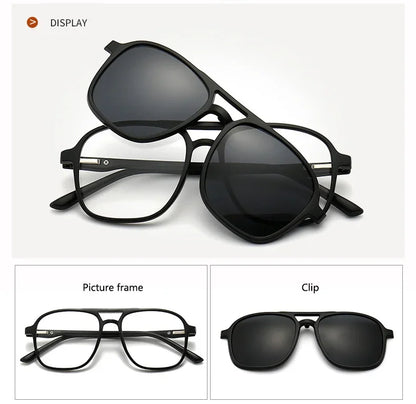 Ochelari de soare polarizați cu atracție magnetică oglindă, ochelari de ciclism 2 în 1 cu clemă, ochelari strălucitori pentru bărbați, ochelari cu ramă dublă pentru femei