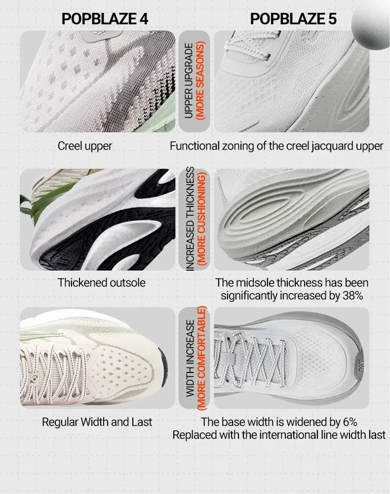 Sapatilhas de Running para Homem 361 Degrees PopBlaze 5 — Novo Amortecimento, Sola Grossa, Respiráveis, Antiderrapantes, para Jogging ao Ar Livre — Sneakers Masculinos 672532212